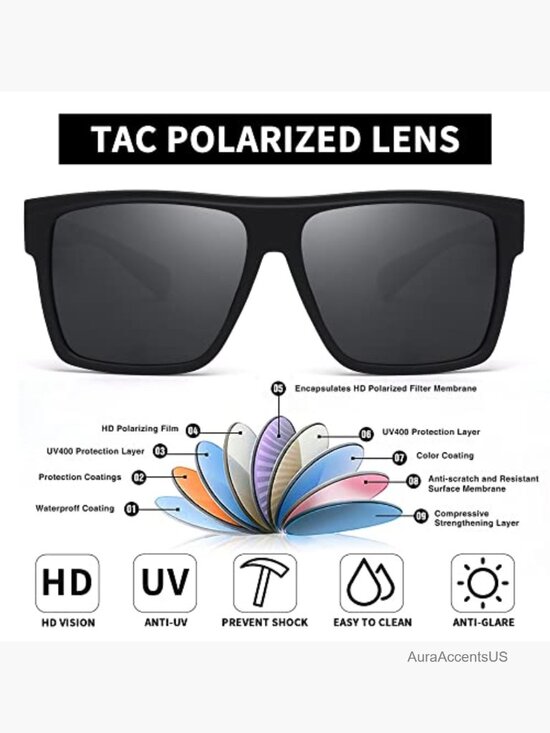 Retro Square Polarized Sunglasses UV400 for Driving Fishing Hiking Golfing main image 4